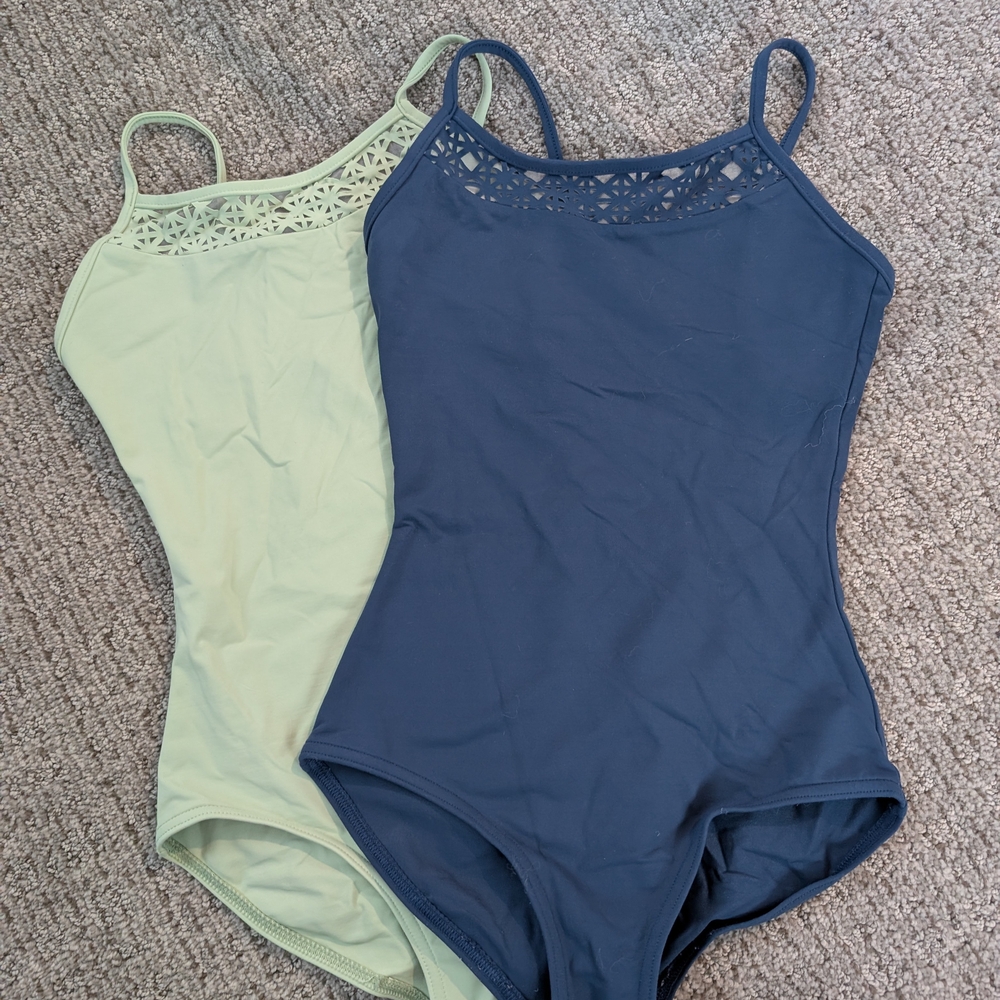 Capezio Light Green and Dark Blue Leotard Set